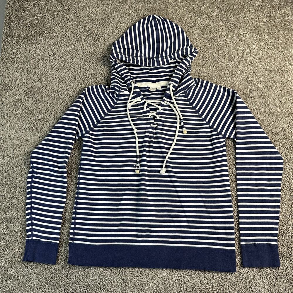 Twik Hoodie Womens Extra Large Blue White Striped Simmons Cotton Blend